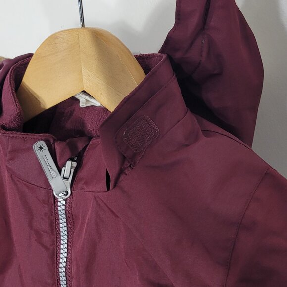 H&M Kid's Maroon Zipper Pocket Faux Fur-Trimmed Hooded Winter Snowsuit Size 4-6M - Picture 7 of 15
